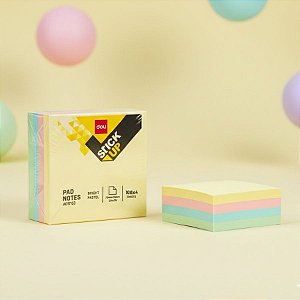 Bloco de Notas Adesivas Tons Pastéis - Sortido - 7,6x7,6cm - 1 unidade - Deli - Rizzo