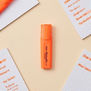Marca Texto Delight Fluorescente - Ponta Cinzel 1,0-5,0mm - Laranja - Caixa - 10 unidades - Deli - Rizzo