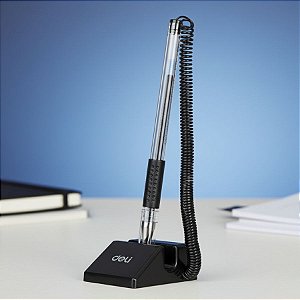 Caneta Esferográfica DAILY com Suporte de Mesa - Ponta Mini 0,5mm Preto  - 1 unidade - Deli - Rizzo