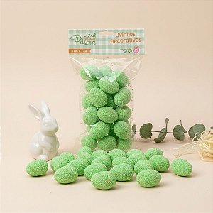 Ovinhos de Páscoa Decorativos Granulados Verde - 3cm  - 25 unidades - Rizzo
