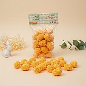 Ovinhos de Páscoa Decorativos Granulados Laranja - 3cm  - 25 unidades - Rizzo