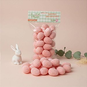 Ovinhos de Páscoa Decorativos Granulados Rosa - 3cm  - 25 unidades - Rizzo