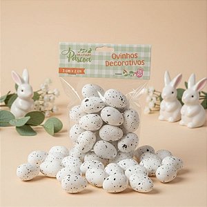 Ovinhos de Páscoa Decorativos Branco com Manchinhas - 3cm  - 25 unidades - Rizzo