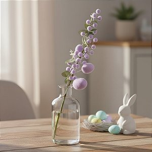 Galho Decorativo de Páscoa - Ovos Roxos - 60cm - 1 unidade - Cromus - Rizzo