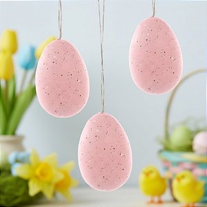 Saco de Ovinhos de Páscoa Decorativos para Pendurar - Rosa - 6x4x4cm - 9 unidades - Cromus - Rizzo