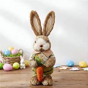 Enfeite Decorativo de Páscoa - Coelho com Cenoura - 15x33x11cm - 1 unidade - Cromus - Rizzo
