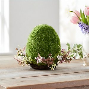 Enfeite Decorativo de Páscoa - Ovo Verde no Ninho - 16x22x16cm - 1 unidade - Cromus - Rizzo