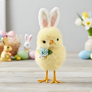 Enfeite Decorativo de Páscoa - Pintinho Amarelo com Orelha de Coelho - 12x30x14cm - 1 unidade - Cromus - Rizzo