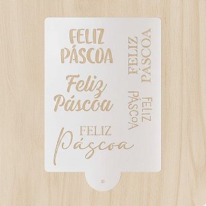 Stencil de Páscoa - Lettering Feliz Páscoa - 15x20cm - 1 unidade - Cromus - Rizzo