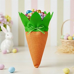 Bolsinha Cone de Cenoura de Páscoa - 25cm - 1 unidade - Cromus - Rizzo