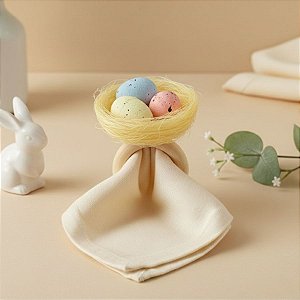 Porta Guardanapo de Páscoa - Ninho com Ovos - Amarelo - 6cm - 1 unidade - Rizzo
