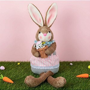 Coelha Decorativa Sentada com Vaso de Flores - 1 unidade - Rizzo