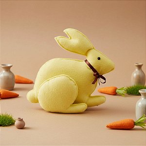 Coelho Amarelo em Feltro - 20,5cm - 1 unidade - Rizzo