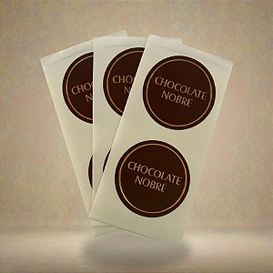 Adesivo Redondo "Chocolate Nobre" - Ref. 2437 -  Hot Stamping - 4x4cm - 30 unidades - Stickr - Rizzo