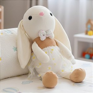 Coelha de Pelúcia com Suéter e Saia - Marrom - 14x40x13cm - 1 unidade - Rizzo