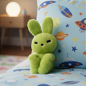 Coelho de Pelúcia com Sono - Verde - 11x22x13cm - 1 unidade - Rizzo - Rizzo