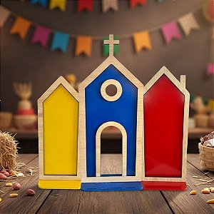 Kit Display Decorativo de Festa Junina - Igreja Colors - 3 Peças - 1 unidade - Rizzo