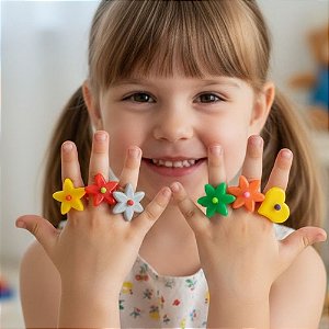 Mini Anel de Brinquedo Flor - Sortido - 2cm - 10 unidades - Rizzo
