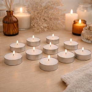 Vela Rechaud Branca Base em Alumínio - 3,5cm - 10 unidades - Rizzo