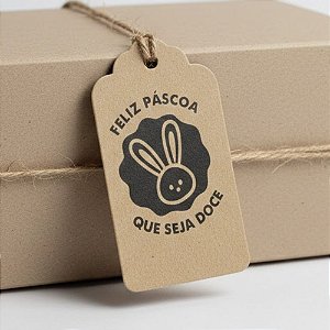 Tag Decorativa de Páscoa - Feliz Páscoa Que Seja Doce - Kraft - 7x4cm - 10 unidades - Massai - Rizzo