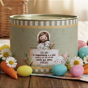 Lata Rígida Para Doces e Bombom - Ressureição Verde - 10x7cm - 1 unidade - Cromus - Rizzo