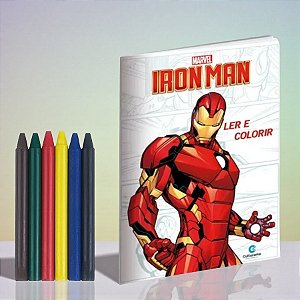 Kit para Colorir Livro e Giz - Homem de Ferro - 1 unidade - Rizzo