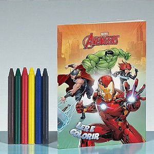 Kit para Colorir Livro e Giz - Heróis Vingadores - 1 unidade - Rizzo