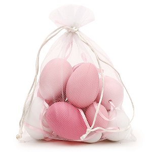 Saco de Ovinhos de Páscoa Decorativos para Pendurar - Rosa e Branco - 6x4cm - 16 unidades - Cromus - Rizzo