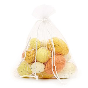 Saco de Ovinhos de Páscoa Decorativos para Pendurar Rústico - Laranja e Amarelo - 6x4cm - 16 unidades - Cromus - Rizzo