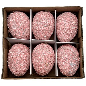 Ovinhos de Páscoa Decorativos para Pendurar - Rosa Granulado - 6 unidades - Rizzo