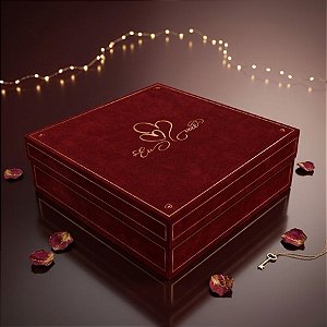 Caixa Quadrada Para Prensete - Toque de Amor - 17x17x5cm - 5 unidades - Regina - Rizzo