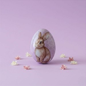 Ovo de Metal de Páscoa - Coelho Flores - Roxo - 6,6x4,7x5,1cm - 1 unidade - Rizzo