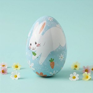 Ovo de Metal de Páscoa - Jardim do Coelho - Azul - 12,7x8,4x9,1cm - 1 unidade - Rizzo