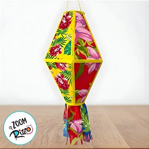 Balão Decorativo Grande Festa Junina - Chita Colorido Amarelo - 25x45x25cm - 1 unidade - Rizzo