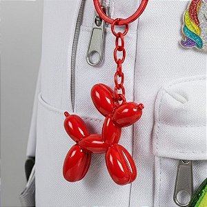 Chaveiro Metal - Cachorro Balão - Vermelho Furta-Cor - 5x4,5cm - 1 unidade - Rizzo