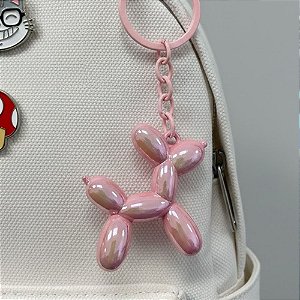 Chaveiro Metal - Cachorro Balão - Rosa Bebê Furta-Cor - 5x4,5cm - 1 unidade - Rizzo