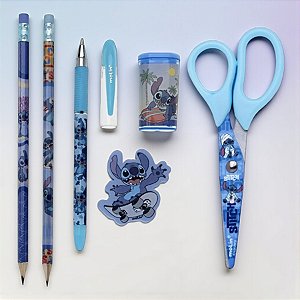 Kit Escolar com Tesoura - Stitch - 6 Itens - Disney Original - 1 unidade - Molin - Rizzo