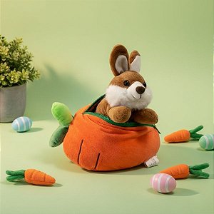 Coelho Cenoura de Pelúcia Vermelho - Marrom - 21cm - 1 unidade - Rizzo