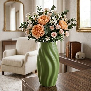 Vaso Decorativo - Onda - Pistache - 25cm  - 1 unidade - Rizzo