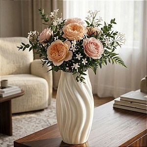 Vaso Decorativo - Onda - Branco Perolado - 25cm - 1 unidade - Rizzo