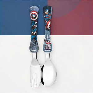 Kit Colher e Garfo Infantil - Capitão América - 1 unidade - Disney Original - Rizzo
