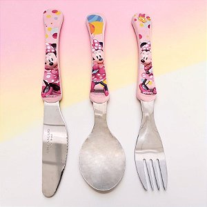 Kit Colher, Faca e Garfo Infantil - Minnie Mouse - 1 unidade - Disney Original - Rizzo