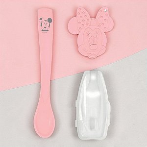 Kit Colher com Protetor e Mordedor - Minnie Mouse - 1 unidade - Disney Original - Rizzo