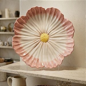 Enfeite Decorativo de Porcelana - Flor Rosa e Amarelo - 28cm - 1 unidade - FlorArte - Rizzo