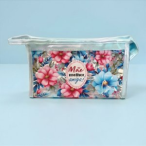 Necessáire Transparente - Azul - Mãe Melhor Amiga - 20x12x8cm - 1 unidade - Rizzo