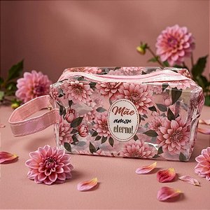 Necessáire Transparente - Rosa - Mãe Amor Eterno - 18x9x8cm - 1 unidade - Rizzo