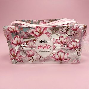 Necessáire Transparente - Rosa - Melhor Mãe do Mundo - 18x9x8cm - 1 unidade - Rizzo