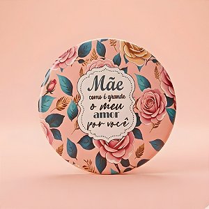 Mini Espelho Portátil - Rosa Claro - Mãe Como é Grande o Meu Amor Por Você - 7,5x7,5cm - 1 unidade - Rizzo