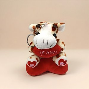 Chaveiro de Pelúcia Te Amo - Girafa com Coração - 10x12x6cm - 1 unidade - Rizzo