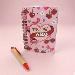 Bloco de Anotações com Caneta - 50 Folhas - Coração Te Amo - 8,5x12,5cm - 1 unidade - Rizzo